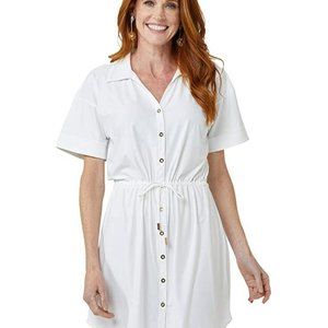 Cabana Life White Relaxed UPF 50+ Shirt Dress Cover-up - NWOT